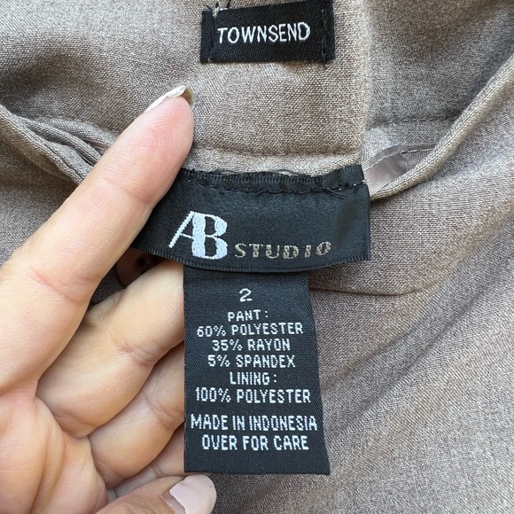AB STUDIO Townsend Lined Taupe Slight Flare Work Pants size 2 NWT - Picture 7 of 10